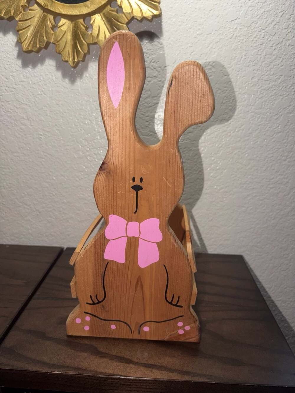 Vintage Carmel Wood Products Wooden Easter Bunny Decor